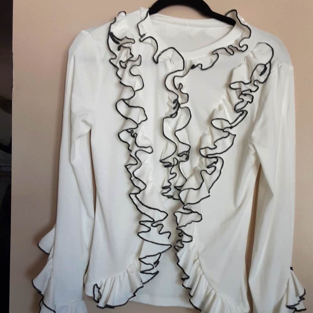 Shein White Ruffle TShirt style shirt